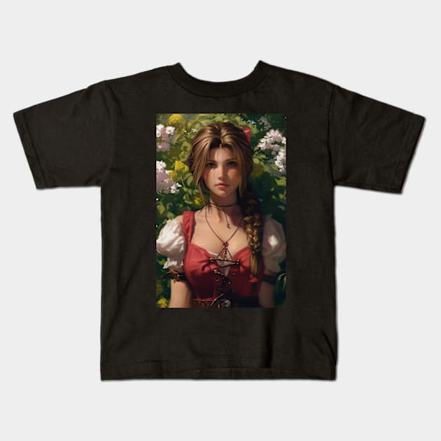 FF7 Rebirth Aerith Gainsborough Kids T-Shirt by peculiarbutcute